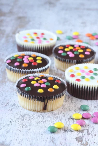 Cupcake Con Cioccolato Ricoperto Zucchero — Foto Stock