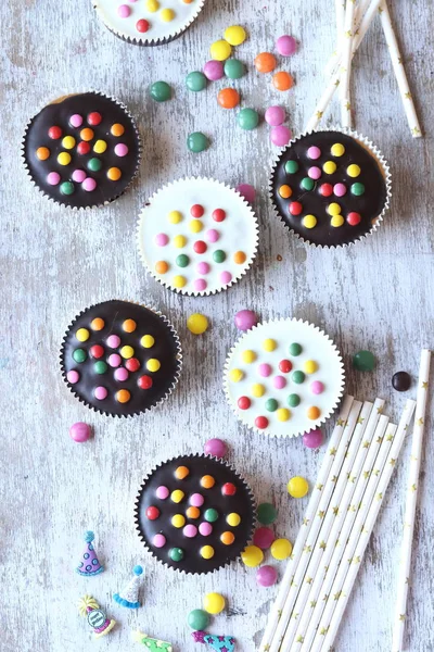 Cupcake Con Cioccolato Ricoperto Zucchero — Foto Stock