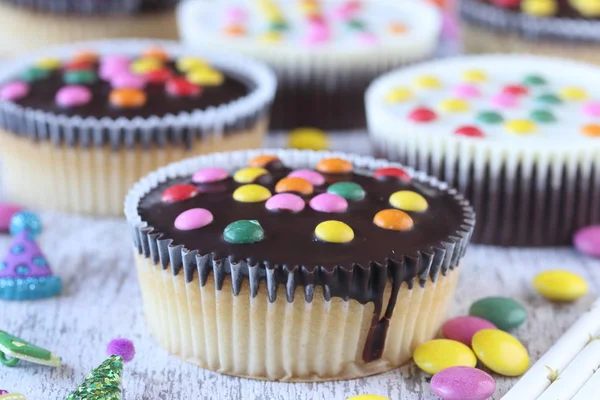 Cupcake Con Cioccolato Ricoperto Zucchero — Foto Stock