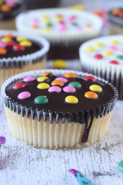 Cupcakes Met Suiker Coating Chocolade — Stockfoto