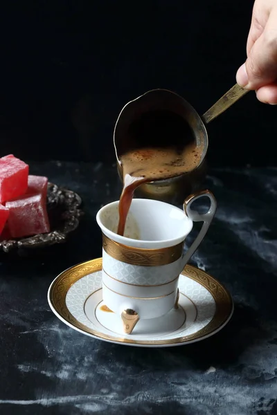 Turkiskt Kaffe Och Turkisk Delight — Stockfoto