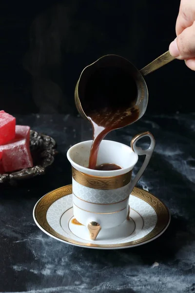 Turkiskt Kaffe Och Turkisk Delight — Stockfoto