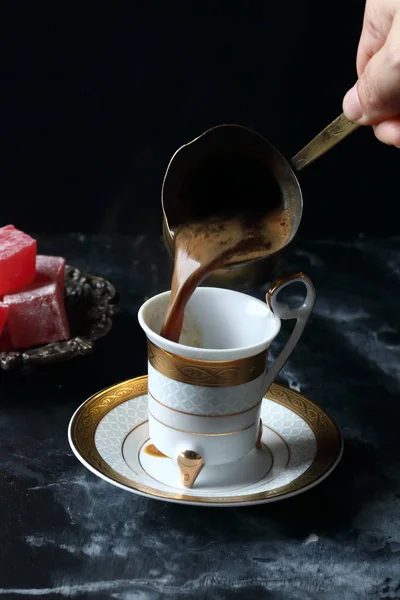 Turkish Coffee Turkish Delight — Stock Photo, Image