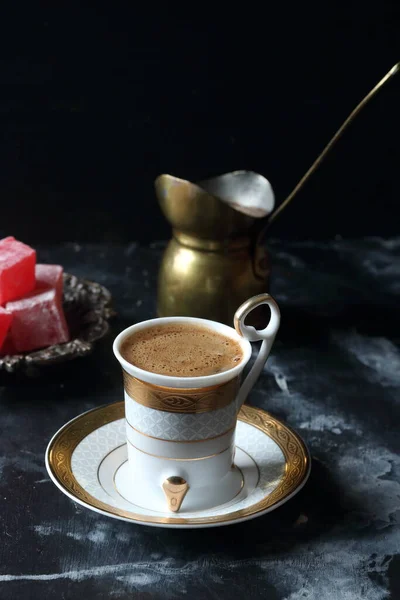 Turkish Coffee Turkish Delight — Stock Photo, Image