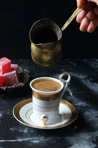 Turkiskt Kaffe Och Turkisk Delight — Stockfoto