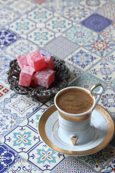 Turkish Coffee Turkish Delight — Stock Photo, Image