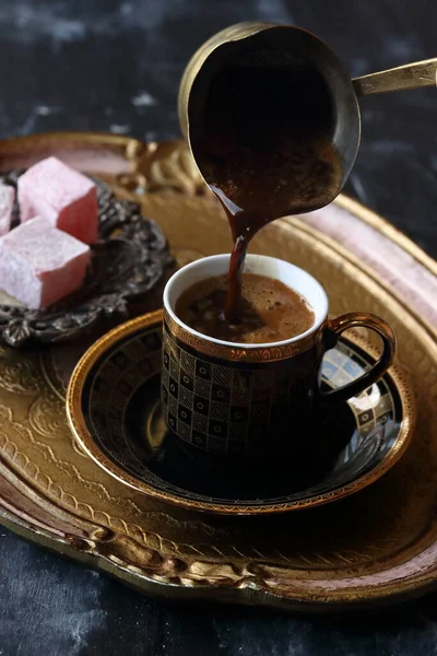 Turkiskt Kaffe Och Turkisk Delight — Stockfoto