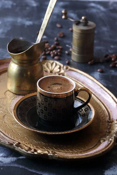 Turkish Coffee Wooden Tray — Stock Photo, Image