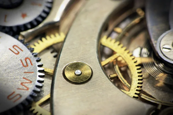 Old swiss made pocket watch inside — Stock Photo, Image