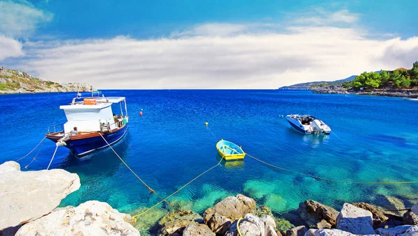 Rybářské Lodě Ostrov Zakynthos Řecko — Stock fotografie