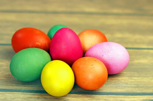Velikonoční Vajíčka Dřevěném Pozadí — Stock fotografie
