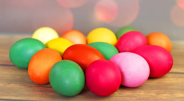 Easter Eggs Wooden Background — Stock Photo, Image