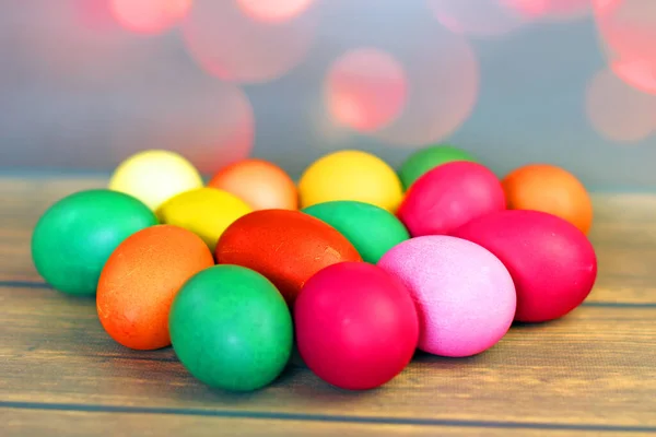 Easter Eggs Wooden Background — Stock Photo, Image
