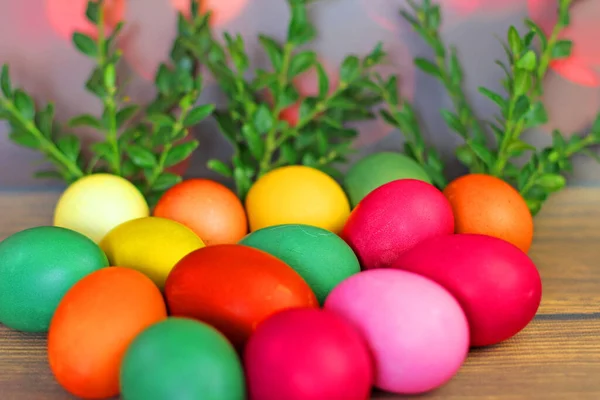 Paaseieren Houten Ondergrond — Stockfoto