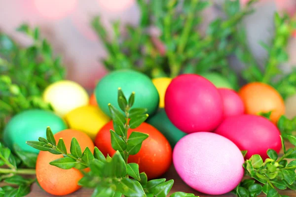 Jaja Wielkanocne Drewnianym Tle — Zdjęcie stockowe