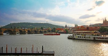 Prag 'ın havadan görünüşü. Çek Cumhuriyeti