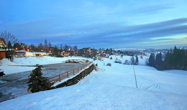 Vacker Vinter Landskap Bukowina Tatrzanska — Stockfoto