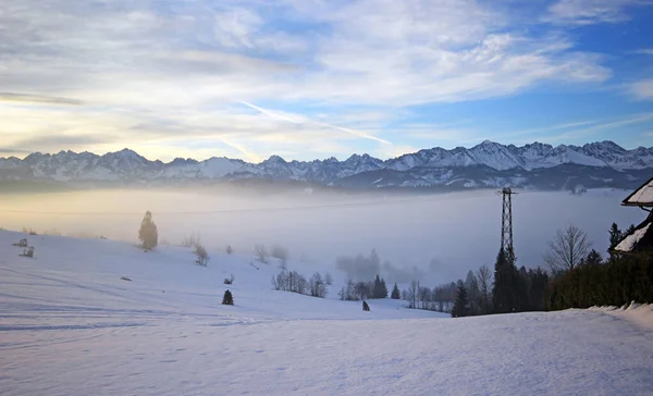 Bela Paisagem Inverno Bukowina Tatrzanska — Fotografia de Stock