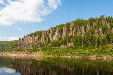 Beautiful Siberian rivers. Tunguska. Around only rocks. Krasnoyarsk territory. clipart