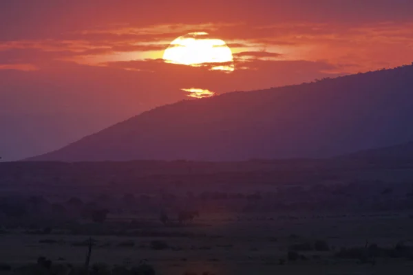 Afrika üzerinden günbatımı. Kenya, Afrika