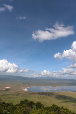 Ngorongoro krateri manzara. İçinde krater gölüdür. Tanzanya, Afrika