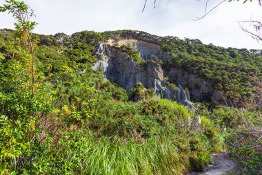Putangirua Pinnacles 'ın manzarası. Kuzey Adası, Yeni Zelanda