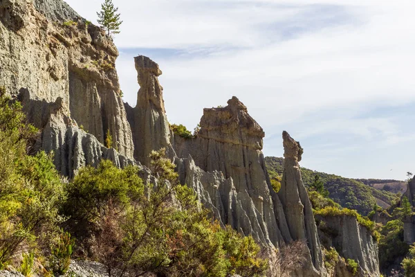 Архітектурні Чудеса Природи Putangirua Pinnacles New Zealand — стокове фото