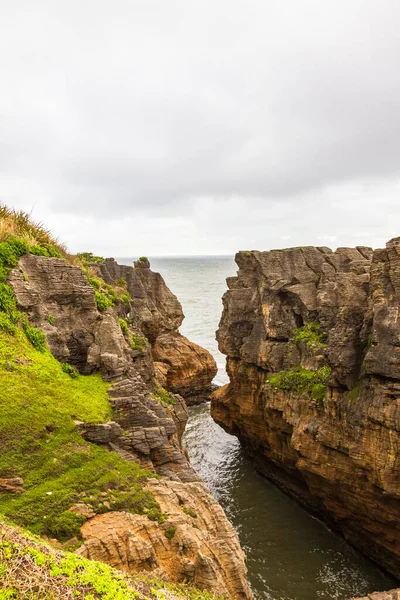 Naleśnikowe Skały Jaskinia Kamienia Park Narodowy Paparoa Wyspa Południowa Nowa — Zdjęcie stockowe