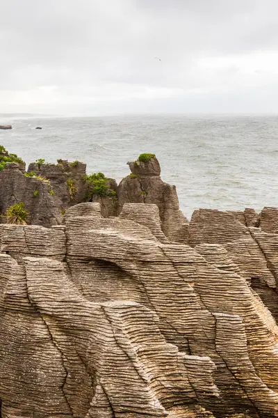 Pfannkuchen Rockt Stapelweise Steinpfannkuchen Ufer Südinsel Neuseeland — Stockfoto