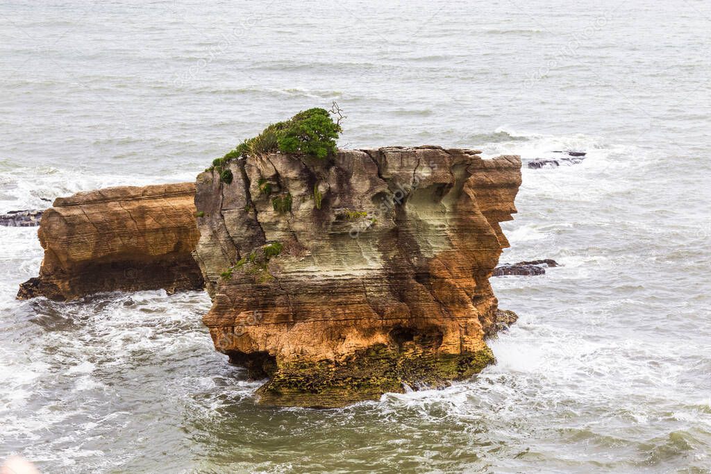 Picturesque cliff. Pancake Rocks. Paparoa national park, South Island, New Zealand
