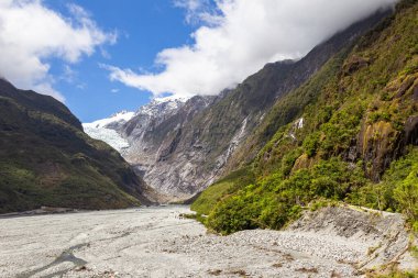 Franz Joseph Buzul Vadisi manzarası. Güney Adası, Yeni Zelanda