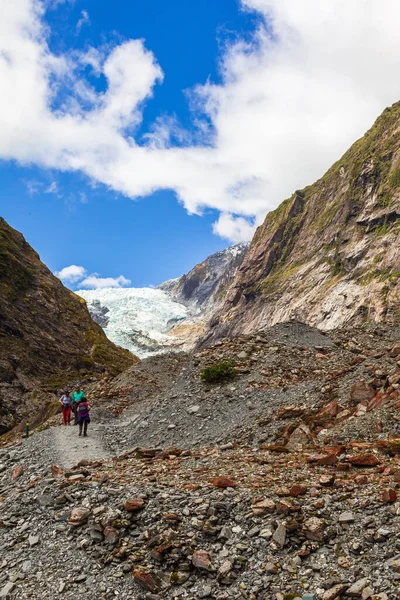 Franz Joseph Gletscherspuren Stein Und Eis Neuseeland Südinsel — Stockfoto