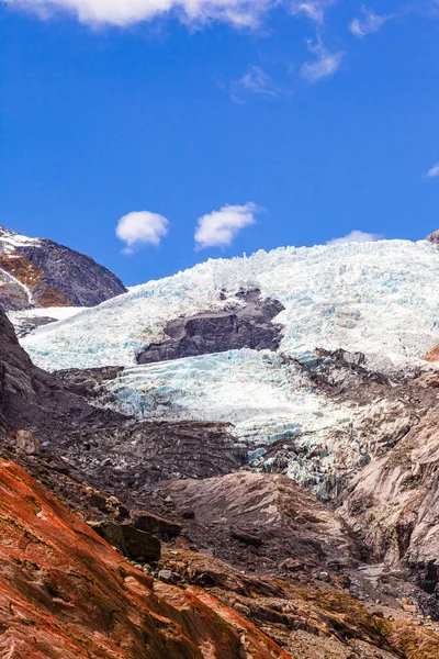 Pedras Gelo Céu Paisagem Glaciar Franz Joseph Nova Zelândia — Fotografia de Stock