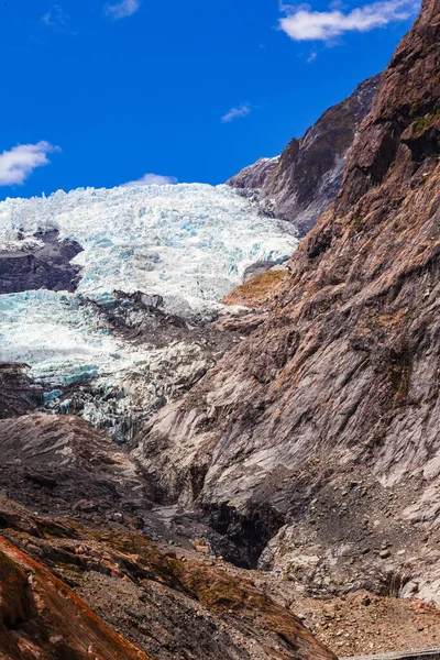 Fels Und Eis Blick Auf Den Franz Joseph Gletscher Neuseeland — Stockfoto