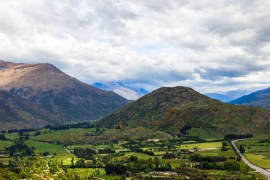 Panorama Mahallesi Queenstown. Güney Adası, Yeni Zelanda