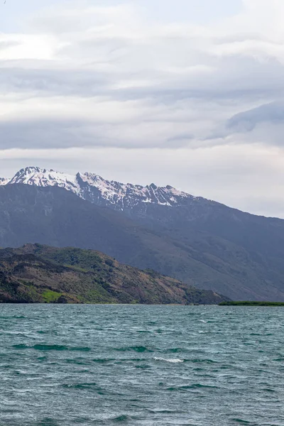 Krajina Jezera Wanaka Sníh Voda Jižní Ostrov Nový Zéland — Stock fotografie