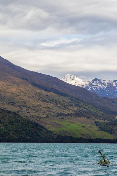 Снег Камни Вода Ландшафты Озера Ванака Южный Остров Новая Зеландия — стоковое фото
