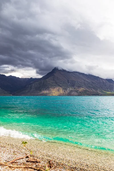 Türkisfarbene Welle Die Auf Das Sandige Ufer Läuft Südinsel Neuseeland — Stockfoto