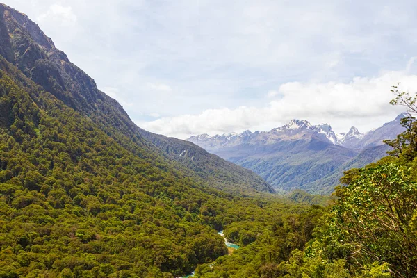 Widok Taty Krajobrazy Fiordlandu Wyspa Południowa Nowa Zelandia — Zdjęcie stockowe