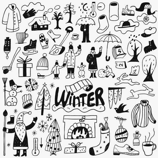 Winter - Kritzelset — Stockvektor