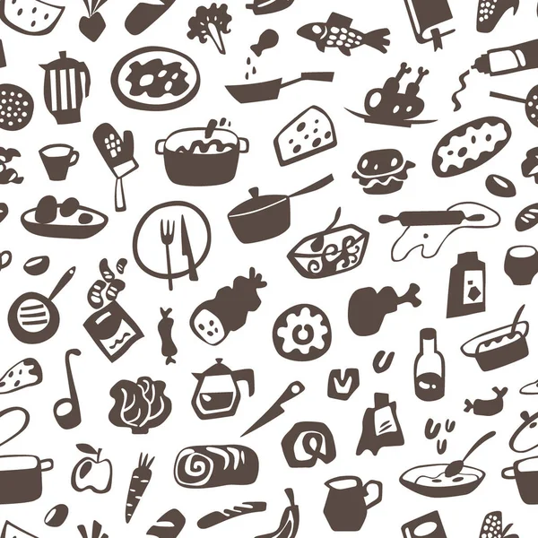 Продукты питания, кулинария - бесшовный векторный фон — стоковый вектор