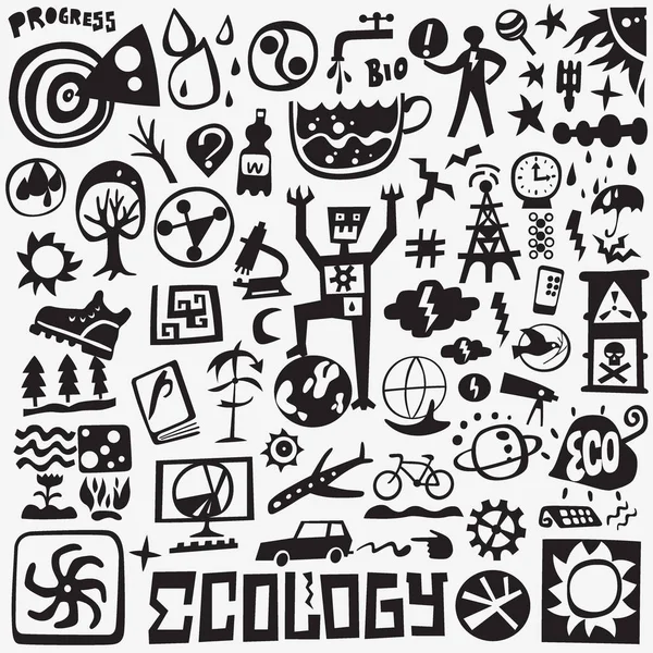 Ekologia doodles zestaw — Wektor stockowy