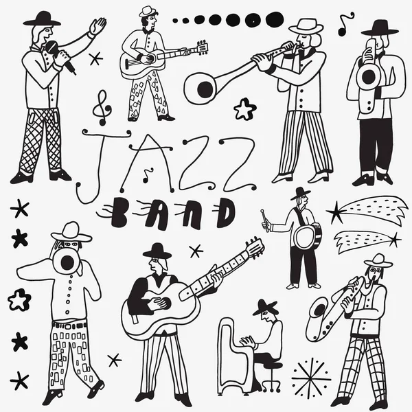 Banda de jazz doodles — Archivo Imágenes Vectoriales