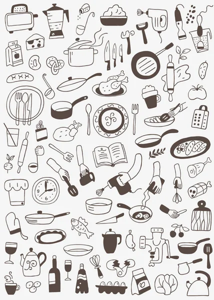 調理、食品 - いたずら書きセット — ストックベクタ