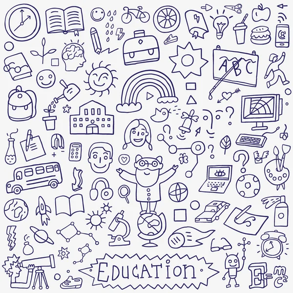 Educação escolar - conjunto de doodle — Vetor de Stock
