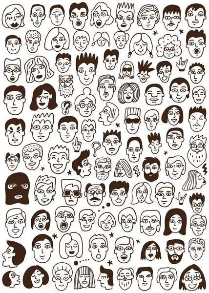 Faces doodles set — Stock Vector