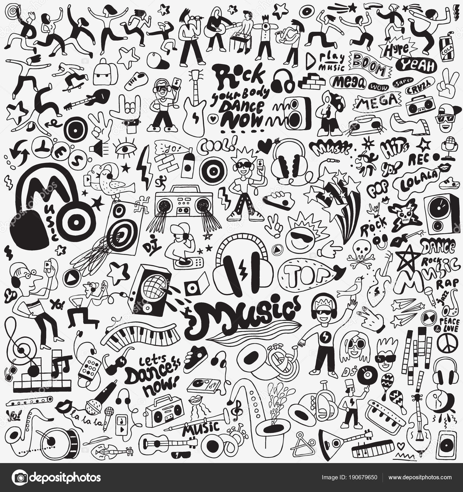 Music dance doodles Stock Vector Image by ©topform 190679650