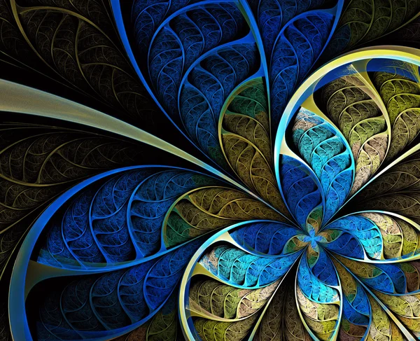 Різнокольоровий симетричний фрактальний візерунок як квітка — стокове фото