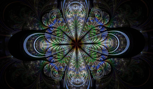 Vícebarevné symetrické fraktálním vzorem jako květ — Stock fotografie