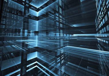 Soyut teknoloji illüstrasyon, 3d çizim